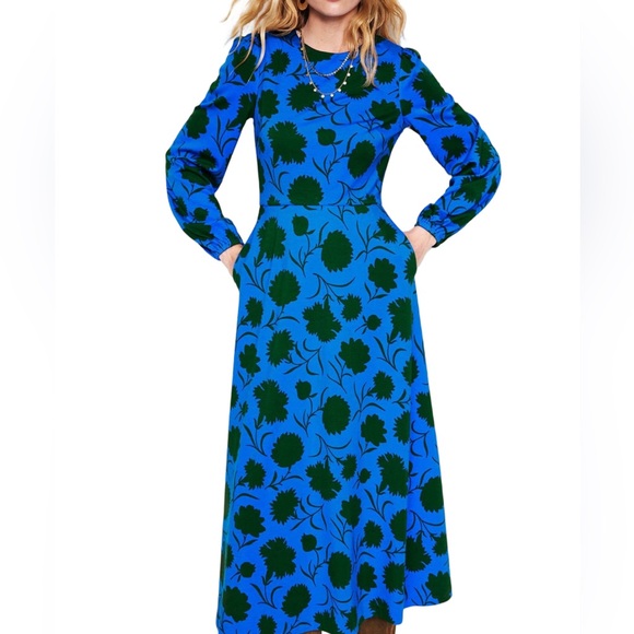 Boden Dresses & Skirts - Boden 70s Blue Twisted Waist Jersey Dress Size 14R